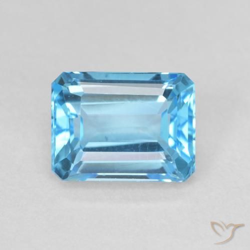 2.18ct Natural Swiss Blue Topaz, Emerald Cut, VVS