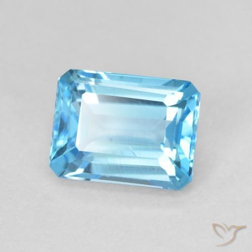 2.18 ct Blue Topaz Stone, Natural Topaz in Octagon Step Cut Shape for Sale