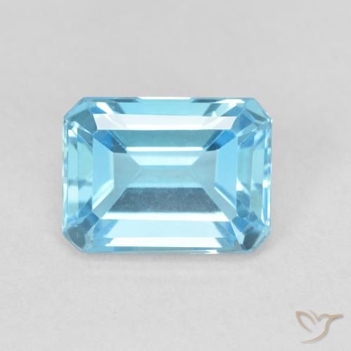 2.17ct Natural Swiss Blue Topaz, Emerald Cut, VVS