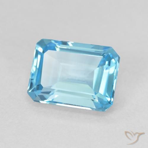 2.06 ct Blue Topaz Stone, Natural Topaz in Octagon Step Cut Shape for Sale