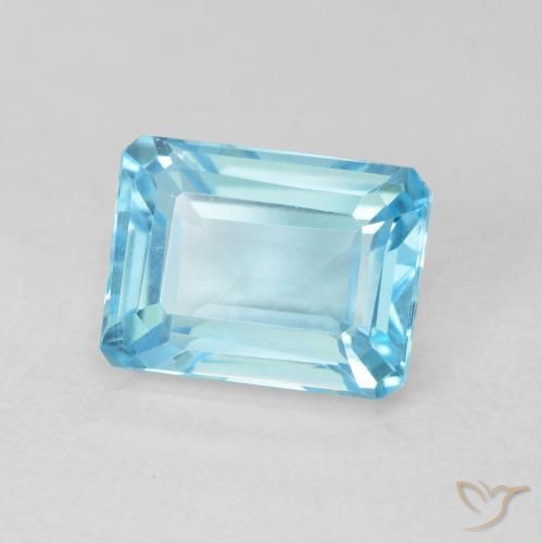 2.35 ct Blue Topaz Stone, Natural Topaz in Octagon Step Cut Shape for Sale