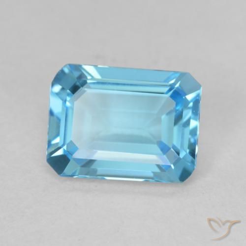 1.74 ct Blue Topaz Stone, Natural Topaz in Octagon Step Cut Shape for Sale