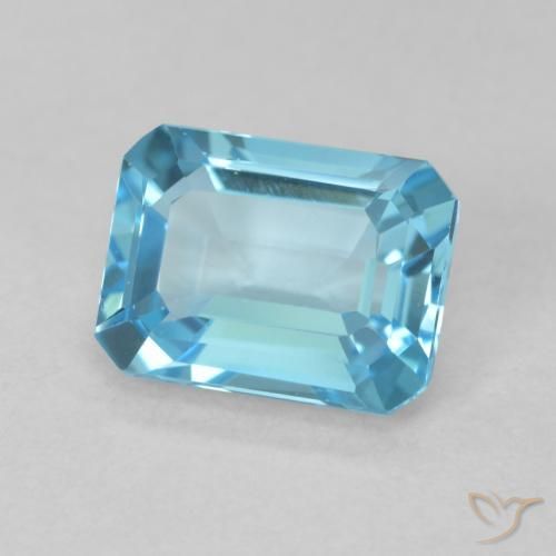 1.93 ct Blue Topaz Stone, Natural Topaz in Octagon Step Cut Shape for Sale