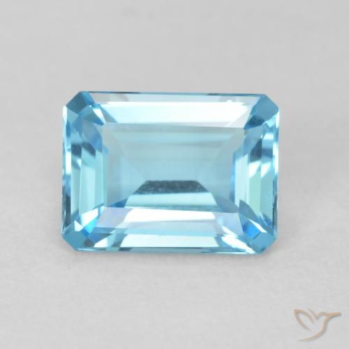 1.81 ct Blue Topaz Stone, Natural Topaz in Octagon Step Cut Shape for Sale