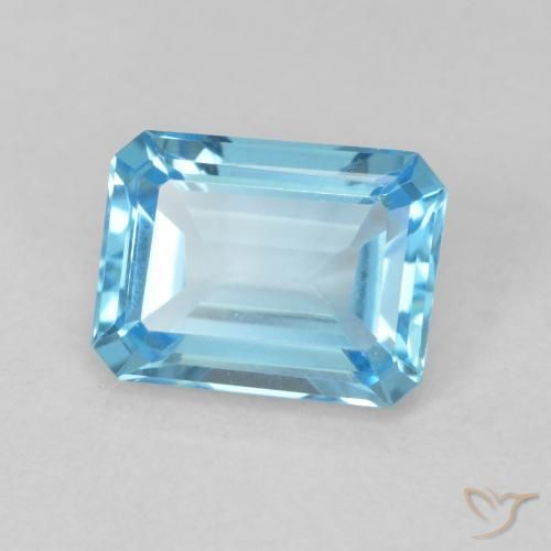 1.77 ct Blue Topaz Stone, Natural Topaz in Octagon Step Cut Shape for Sale