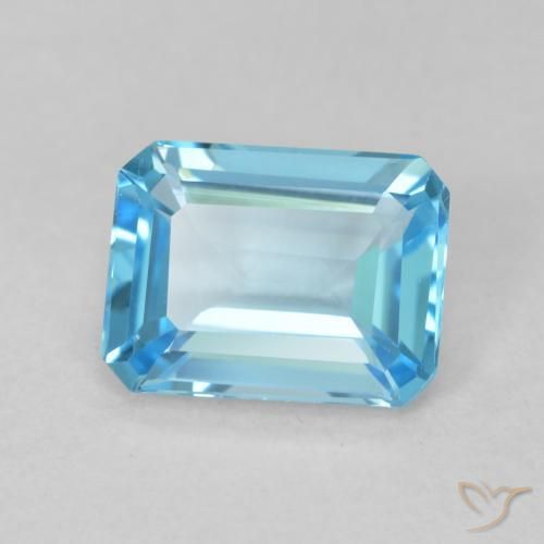 1.75 ct Blue Topaz Stone, Natural Topaz in Octagon Step Cut Shape for Sale