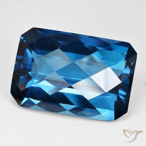 125.41 ct Blue Topaz Stone, Natural Topaz in Octagon Checkerboard Shape for Sale
