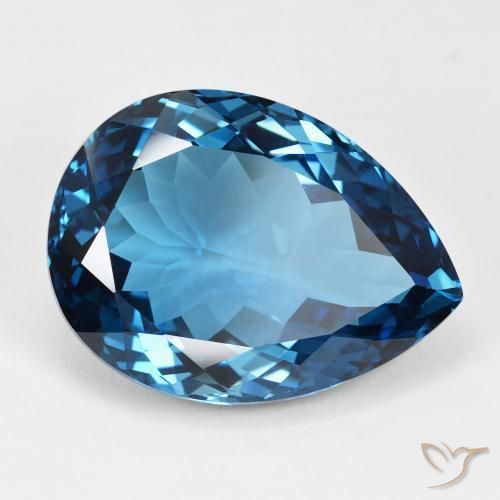 46.46 ct Blue Topaz Stone, Natural Topaz in Pear Facet Shape for Sale