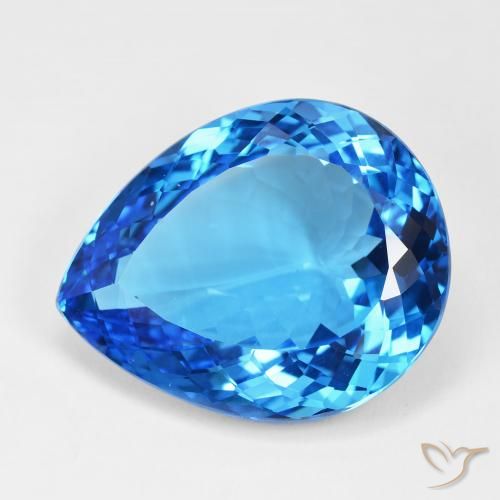 55.81ct Natural Deep Azure Blue Topaz, Pear Shape, IF