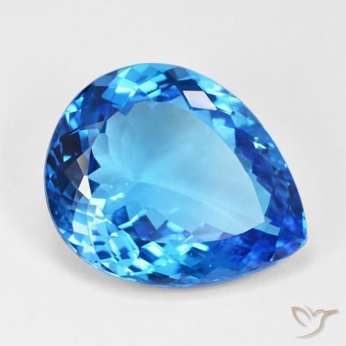 55.81 ct Blue Topaz Stone, Natural Topaz in Pear Facet Shape for Sale