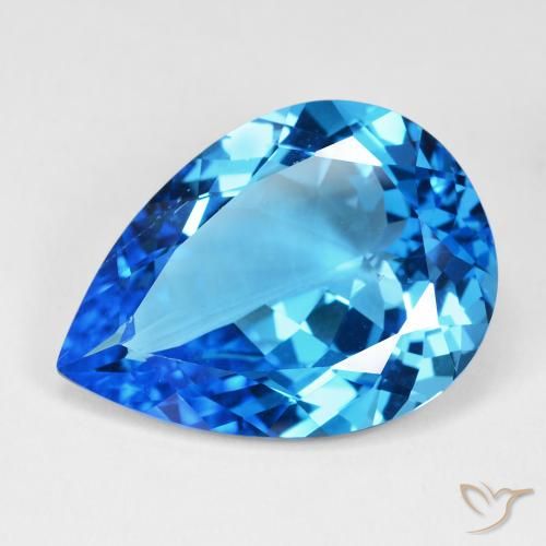 29.39ct Natural Deep Swiss Blue Topaz, Pear Shape, VS