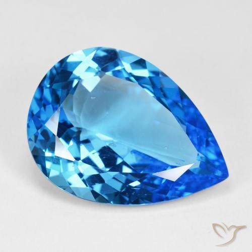 29.39 ct Blue Topaz Stone, Natural Topaz in Pear Facet Shape for Sale