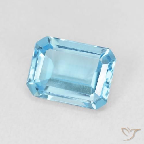 1.80 ct Blue Topaz Stone, Natural Topaz in Octagon Step Cut Shape for Sale