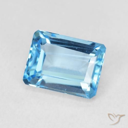 2.31 ct Blue Topaz Stone, Natural Topaz in Octagon Step Cut Shape for Sale