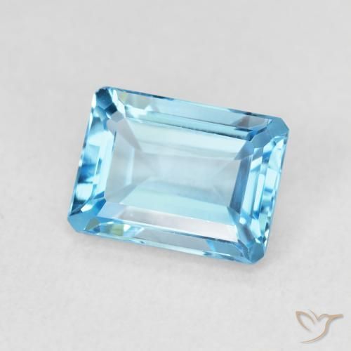 1.88 ct Blue Topaz Stone, Natural Topaz in Octagon Step Cut Shape for Sale