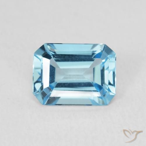 1.79ct Natural Deep Maya Blue Topaz, Emerald Cut, VVS