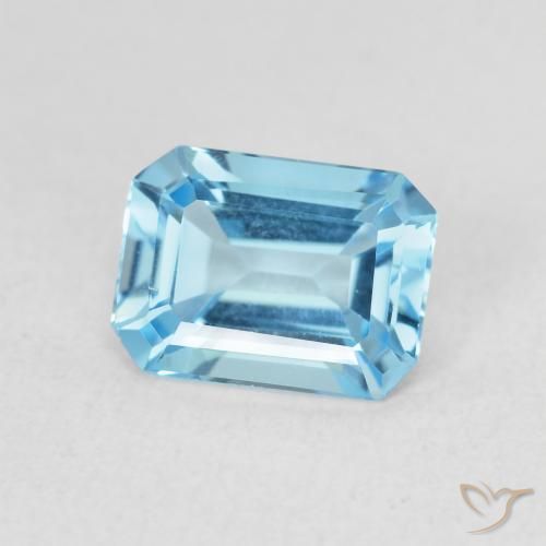 1.79 ct Blue Topaz Stone, Natural Topaz in Octagon Step Cut Shape for Sale