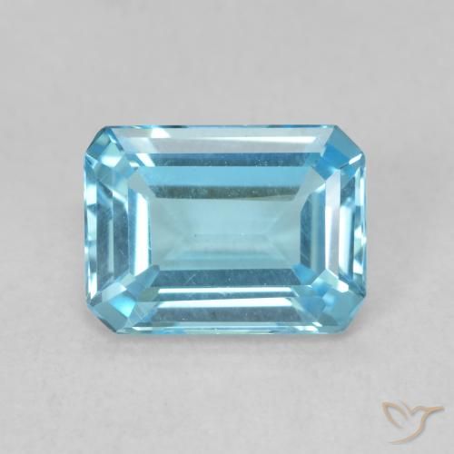 1.90ct Natural Swiss Blue Topaz, Emerald Cut, VVS-VS