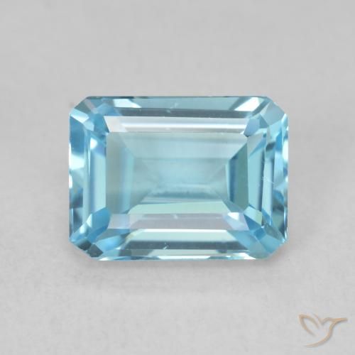 2.07ct Natural Swiss Blue Topaz, Emerald Cut, VS