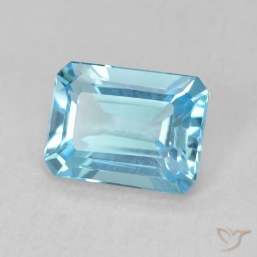1.90 ct Blue Topaz Stone, Natural Topaz in Octagon Step Cut Shape for Sale