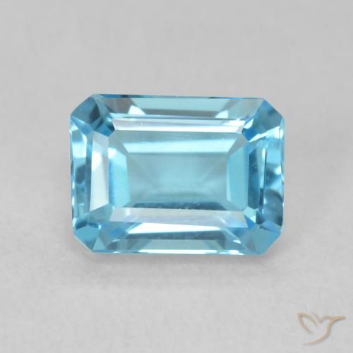 1.86 ct Blue Topaz Gemstone, Topaz Gem in Octagon Step Cut Shape for Sale.