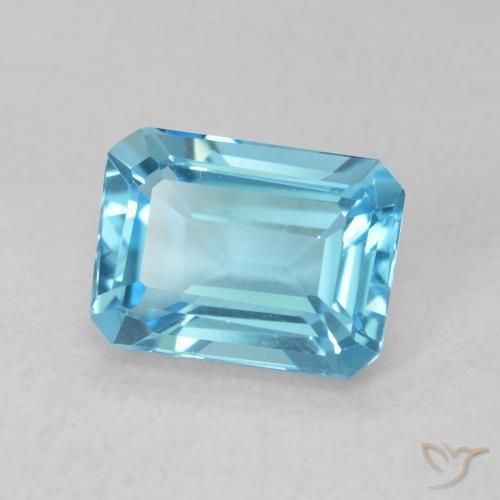 1.86 ct Blue Topaz Stone, Natural Topaz in Octagon Step Cut Shape for Sale