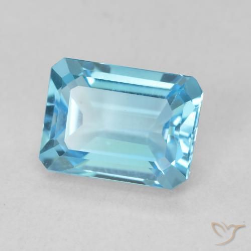 2.04 ct Blue Topaz Stone, Natural Topaz in Octagon Step Cut Shape for Sale