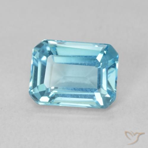1.78 ct Blue Topaz Stone, Natural Topaz in Octagon Step Cut Shape for Sale
