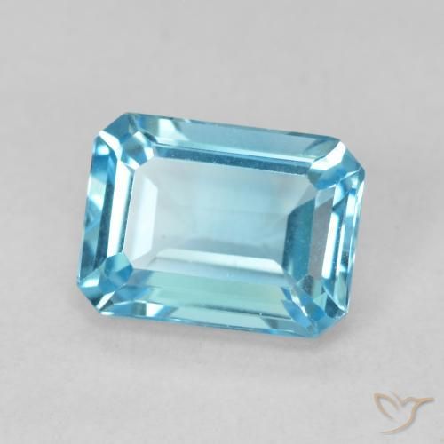 1.93 ct Blue Topaz Stone, Natural Topaz in Octagon Step Cut Shape for Sale