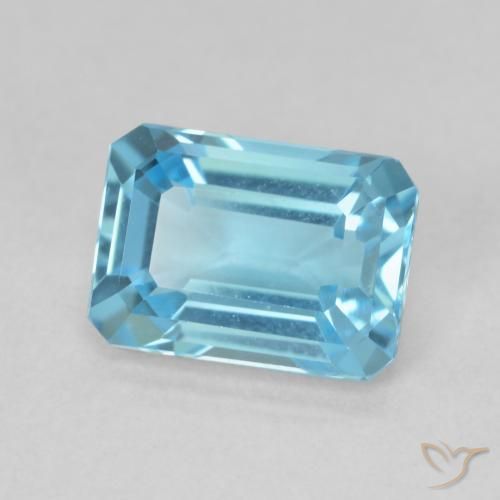 1.82 ct Blue Topaz Stone, Natural Topaz in Octagon Step Cut Shape for Sale