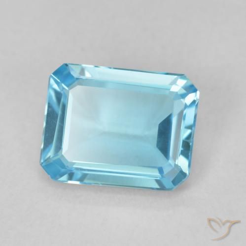 1.72 ct Blue Topaz Stone, Natural Topaz in Octagon Step Cut Shape for Sale