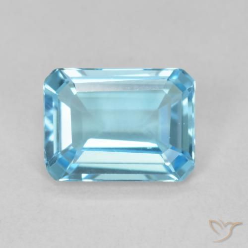 1.64ct Natural Swiss Blue Topaz, Emerald Cut, VVS