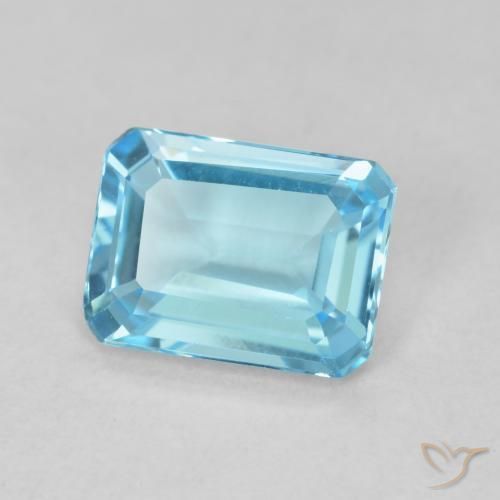 1.64 ct Blue Topaz Stone, Natural Topaz in Octagon Step Cut Shape for Sale