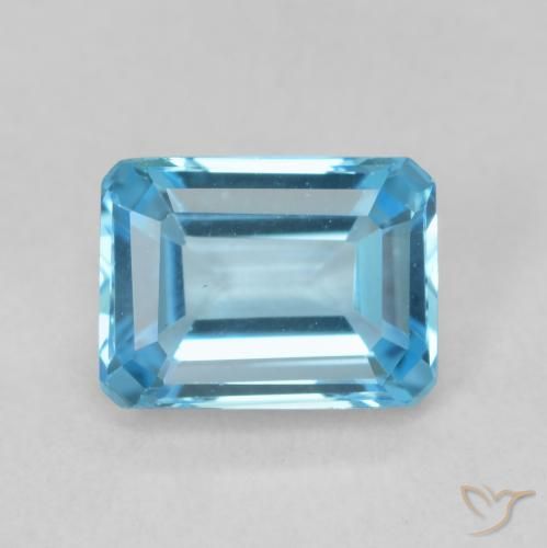 2.00ct Natural Swiss Blue Topaz, Emerald Cut, VVS-VS