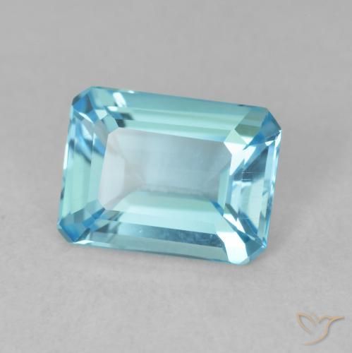 1.70 ct Blue Topaz Stone, Natural Topaz in Octagon Step Cut Shape for Sale