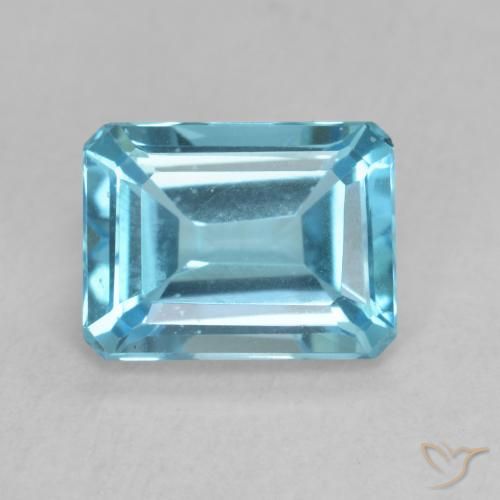 1.98ct Natural Swiss Blue Topaz, Emerald Cut, VVS-VS