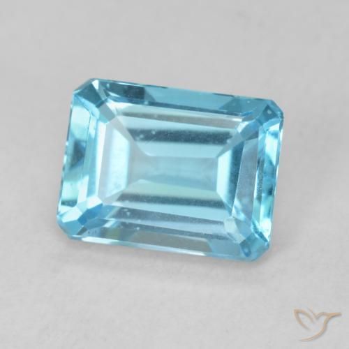 1.98 ct Blue Topaz Stone, Natural Topaz in Octagon Step Cut Shape for Sale