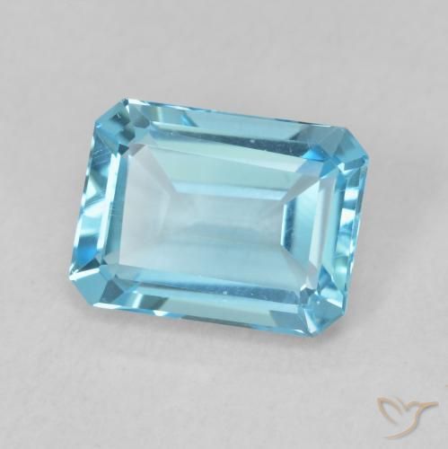 1.94 ct Blue Topaz Stone, Natural Topaz in Octagon Step Cut Shape for Sale