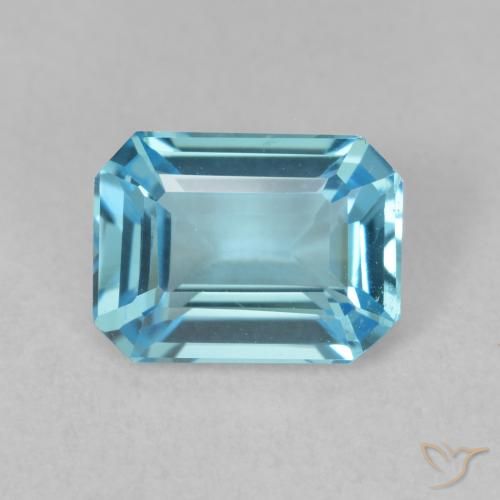 1.86ct Natural Swiss Blue Topaz, Emerald Cut, VVS-VS