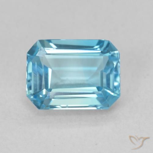 2.03ct Natural Swiss Blue Topaz, Emerald Cut, VVS