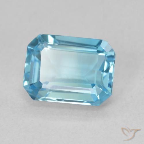 2.03 ct Blue Topaz Stone, Natural Topaz in Octagon Step Cut Shape for Sale