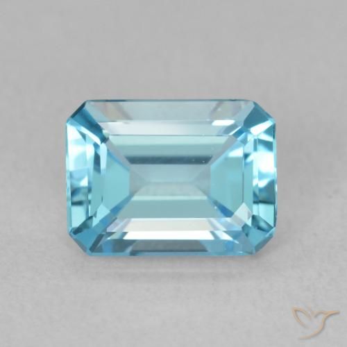 1.74ct Natural Swiss Blue Topaz, Emerald Cut, VVS