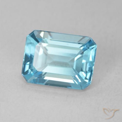 1.74 ct Blue Topaz Stone, Natural Topaz in Octagon Step Cut Shape for Sale