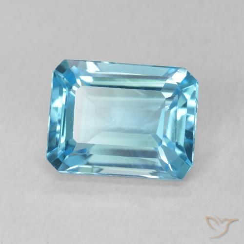 2.04 ct Blue Topaz Stone, Natural Topaz in Octagon Step Cut Shape for Sale