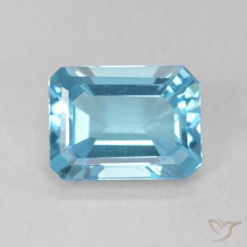 1.74ct Natural Swiss Blue Topaz, Emerald Cut, VVS-VS