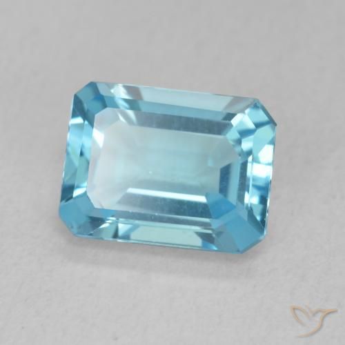 1.74 ct Blue Topaz Stone, Natural Topaz in Octagon Step Cut Shape for Sale