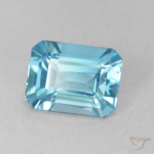 1.81 ct Blue Topaz Stone, Natural Topaz in Octagon Step Cut Shape for Sale