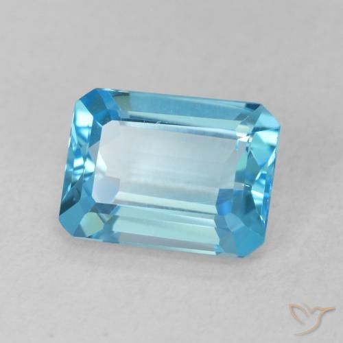1.86 ct Blue Topaz Stone, Natural Topaz in Octagon Step Cut Shape for Sale