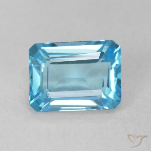 2.06ct Natural Swiss Blue Topaz, Emerald Cut, VVS-VS