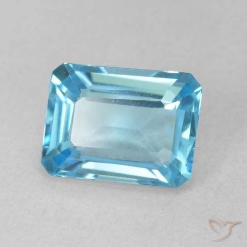 2.06 ct Blue Topaz Stone, Natural Topaz in Octagon Step Cut Shape for Sale